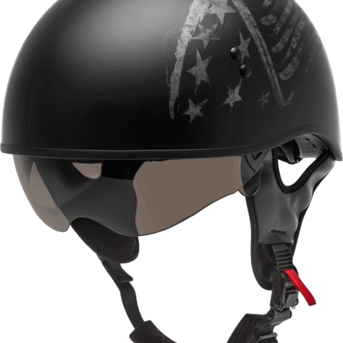 GMAX HH-65 HALF HELMET BRAVERY MATTE BLACK/GREY SM