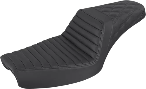 SADDLEMEN Step-Up Fits Seat - Front Tuck-n-Roll/Rear Lattice Stitch - Black