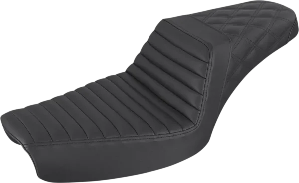 SADDLEMEN Step-Up Fits Seat - Front Tuck-n-Roll/Rear Lattice Stitch - Black