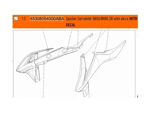 image284471475660_1_1739483106832_1920x2560 NEW OEM KTM SPOILER SET WHITE 50 SX / 50 SX MINI 2020 WITH DECAL 45308054000ABA