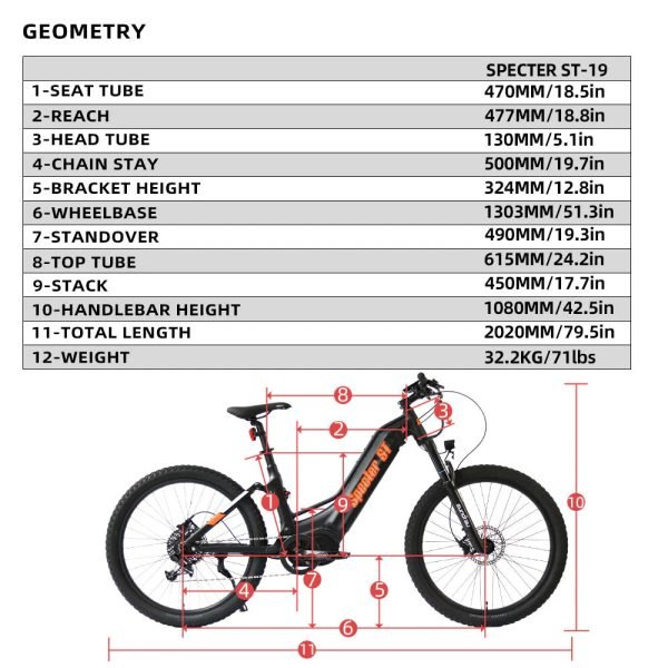 9EUNORAUSPECTER-ST48V EUNORAU SPECTER-ST 48V/17Ah 1000W Electric Mountain Bike