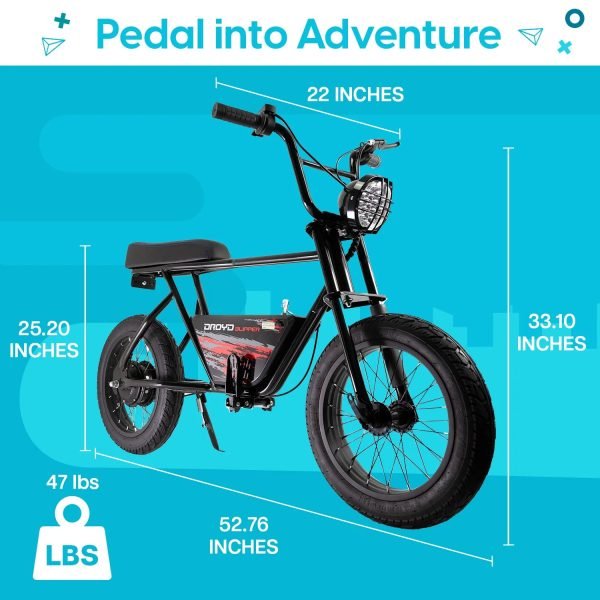 DRO_Blipper-Black_Dimension_v3_103123 Droyd Blipper 24V/10Ah 250W Kids Electric Balance Bike