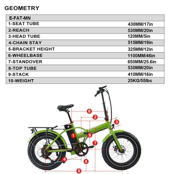 EUNORAU E-FAT-MN 48V 12.5Ah/17.5Ah 500W Folding Fat Tire Electric Bike