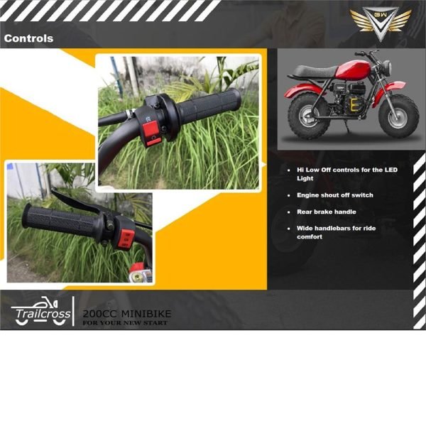 MT-Mini-Bike-Trailcross_Red_72 MotoTec Trailcross 200cc 6.5HP Gas Powered Mini Bike