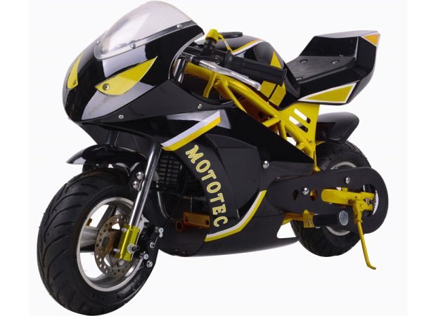 MTGasGT_Yellow_4 MotoTec Gas Pocket Bike GT 49cc 2-stroke