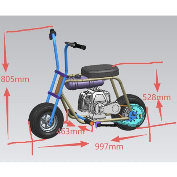 Wild-Rover-49cc-Mini-Bike_Blue_7 MotoTec Wild Rover 49cc 2-Stroke Kids Gas Mini Bike